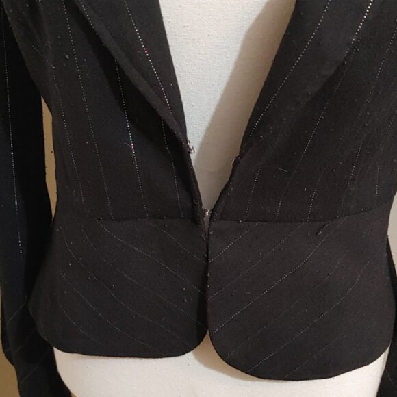 GUESS Jeans black long sleeves blazer with jacket silver threads size M - Picture 5 of 8
